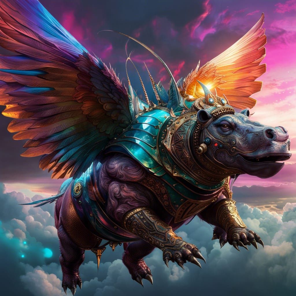 Flying Hippo Warrior in Nebulae Armor