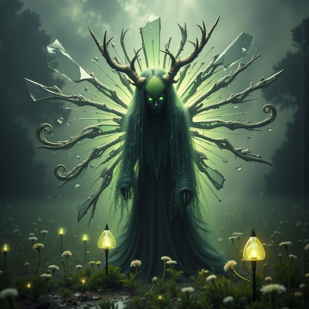 Surreal Figure Emerges from Broken Mirror, Seeds of Liberati...