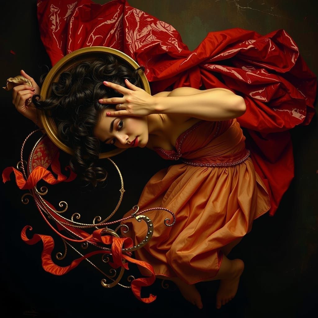 Intricate Swirling Patterns in Deep Reds