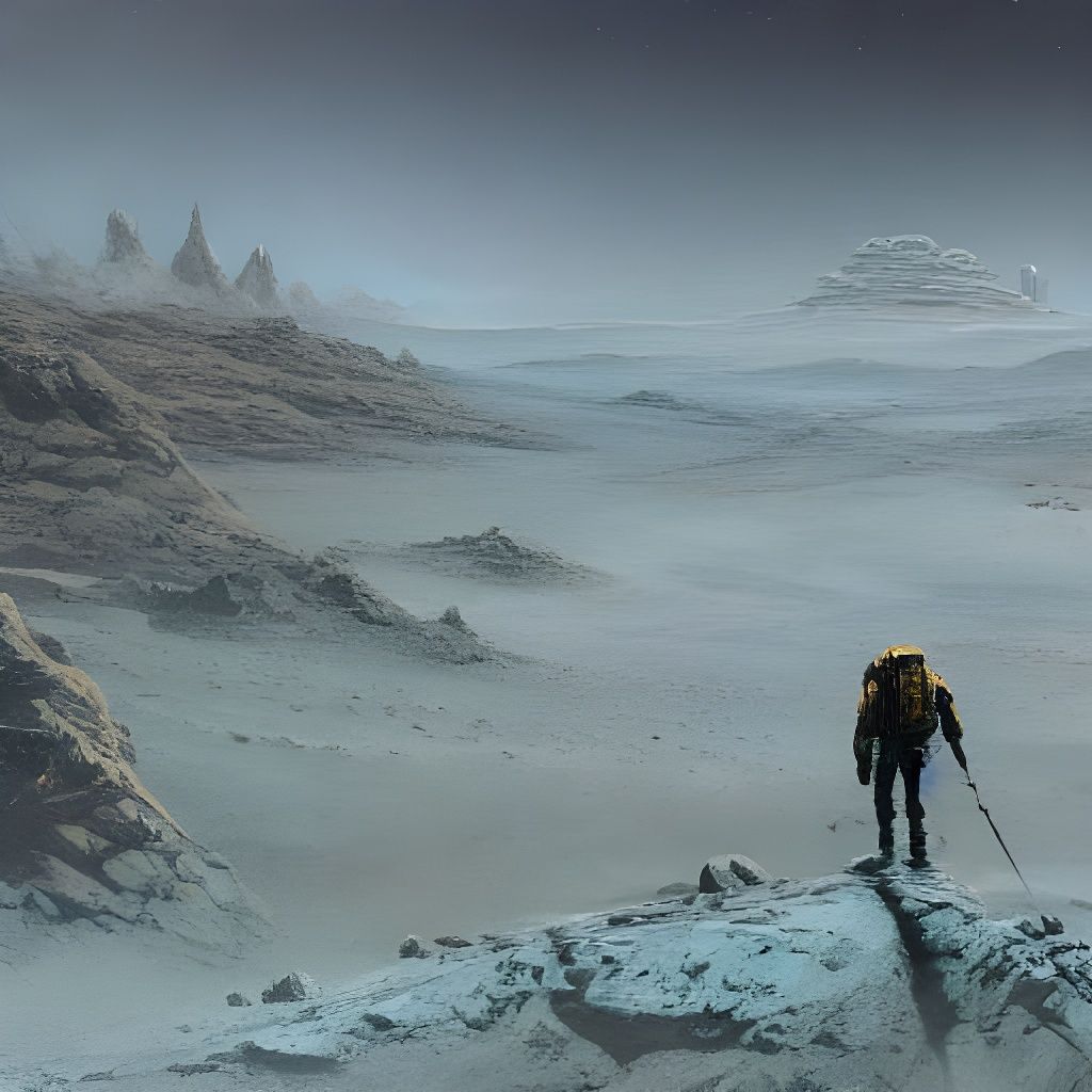 Mars Futuristic Landscape in Neon Lights