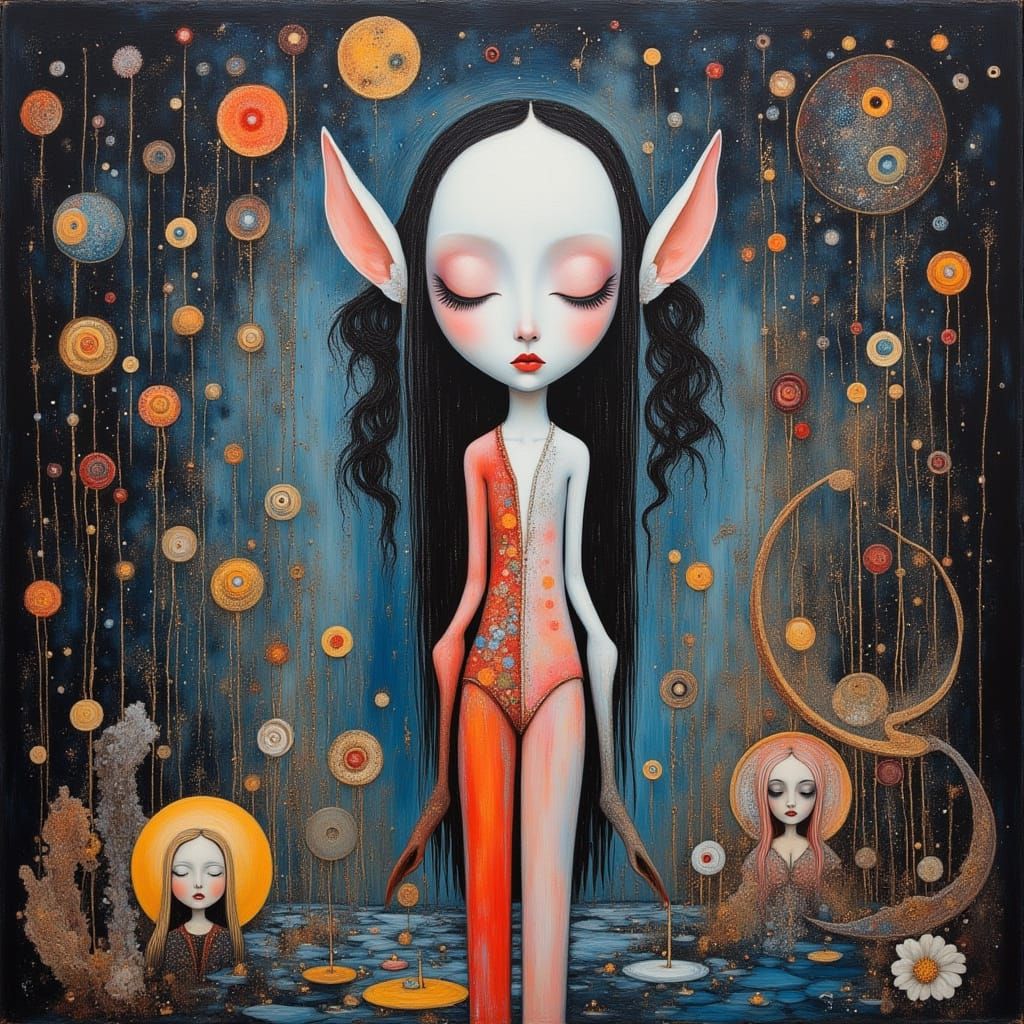 Surreal Woman in Colorful Fantasy World