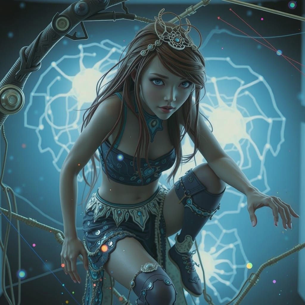 Humanoid Figure in Neuromorphing Style with Neural Network