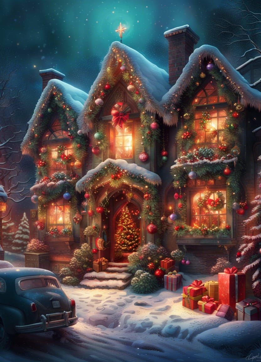 Luminous Christmas Decorations in Digital Matte Painting