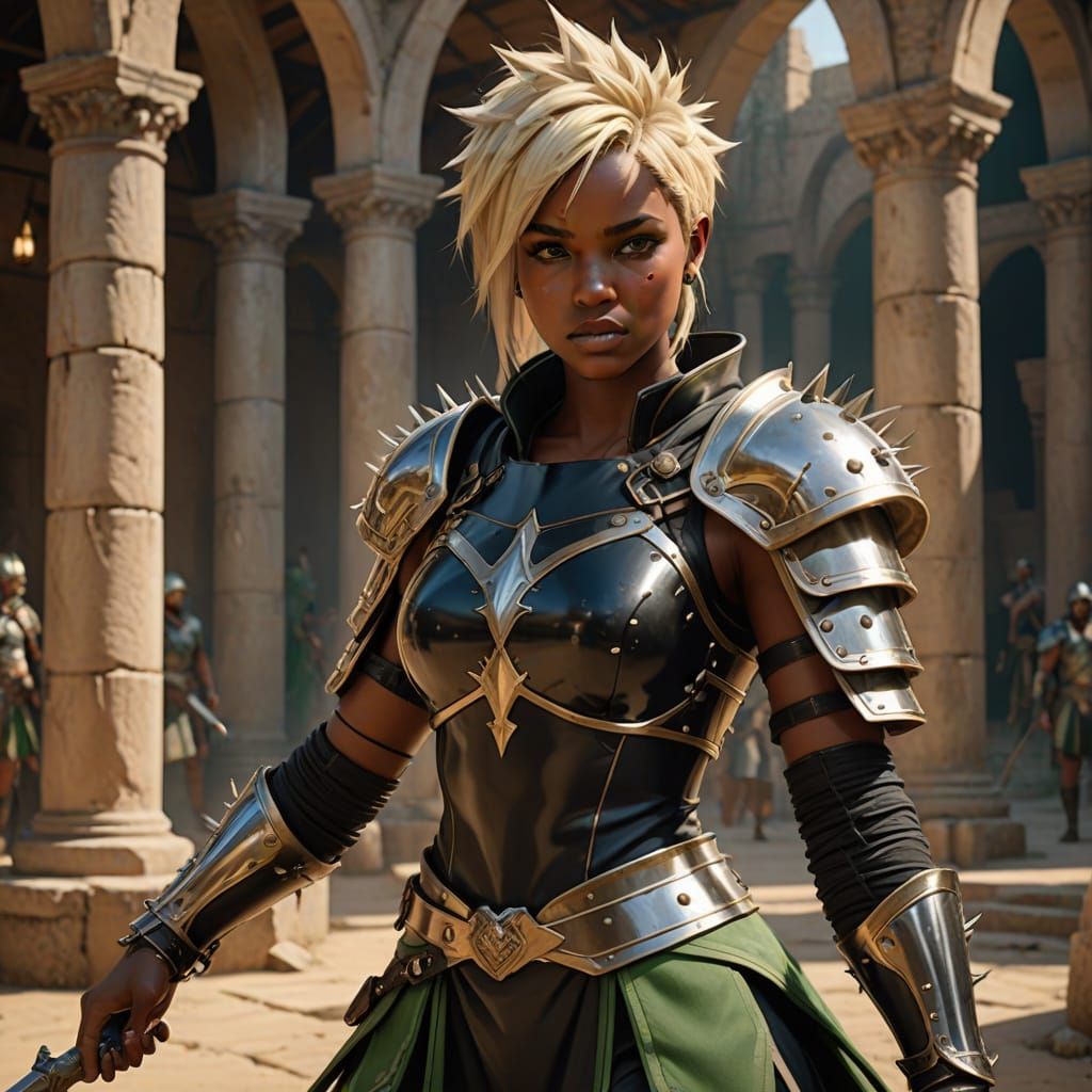 Anime-Inspired Gladiator Maiden in a Daring Stance