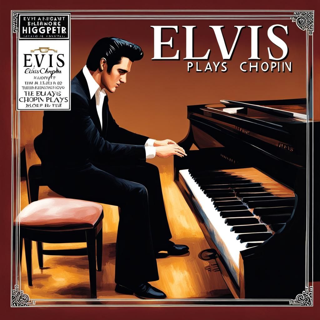 An album cover for a music CD where Elvis is trying to play classical music.
