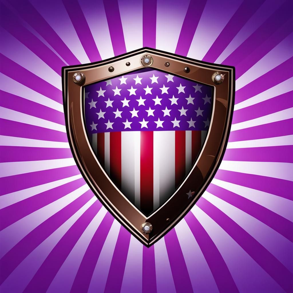 American Pride Shield with Flag on Purple