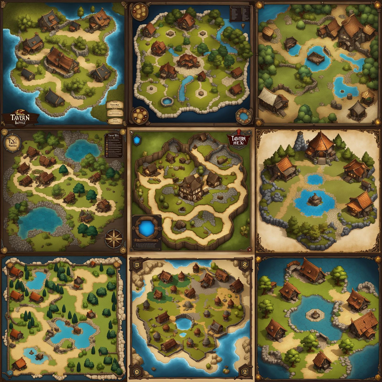 Fantasy Tavern Hex Battle Map for Gaming