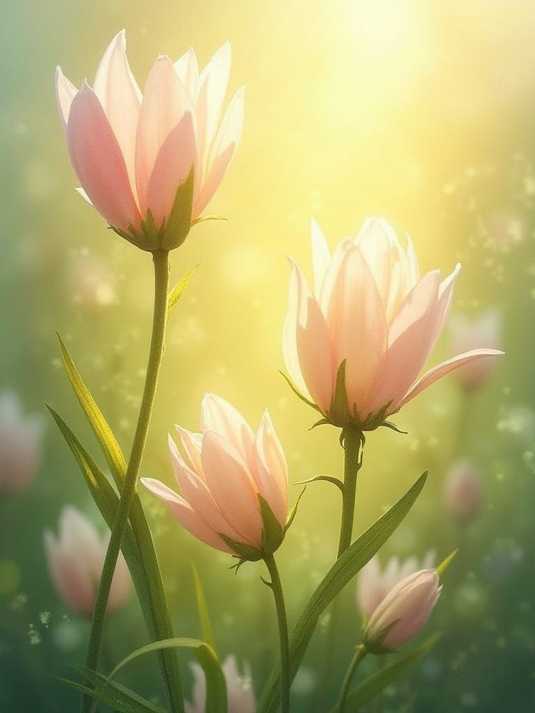 Whimsical Spring Florals in Soft Pastel Colors