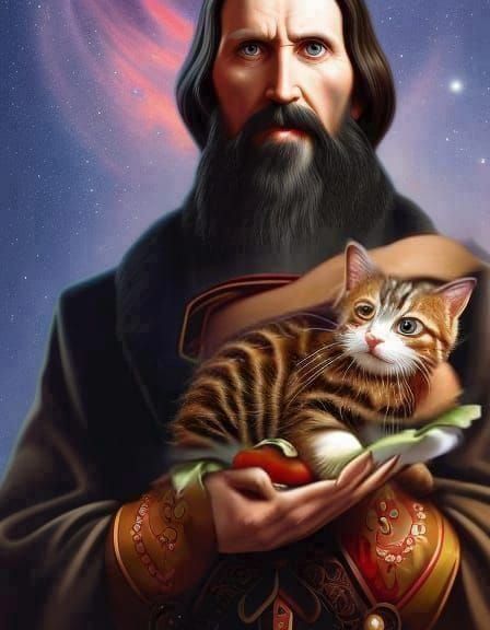 Rasputin's Bizarre Kitten Sandwich: Detailed Digital Paintin...