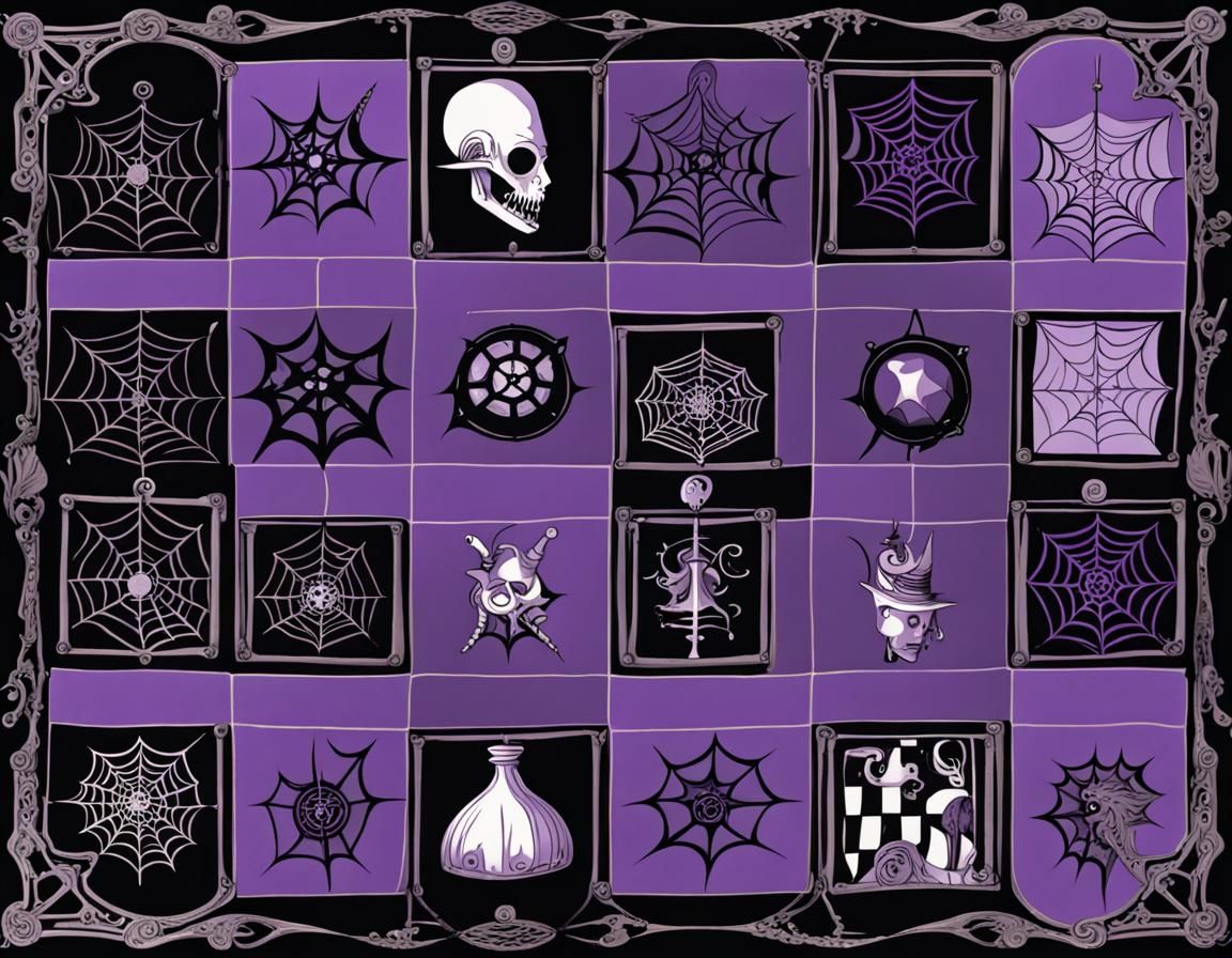 Gothic Steampunk Chessboard in Silver Goo Style