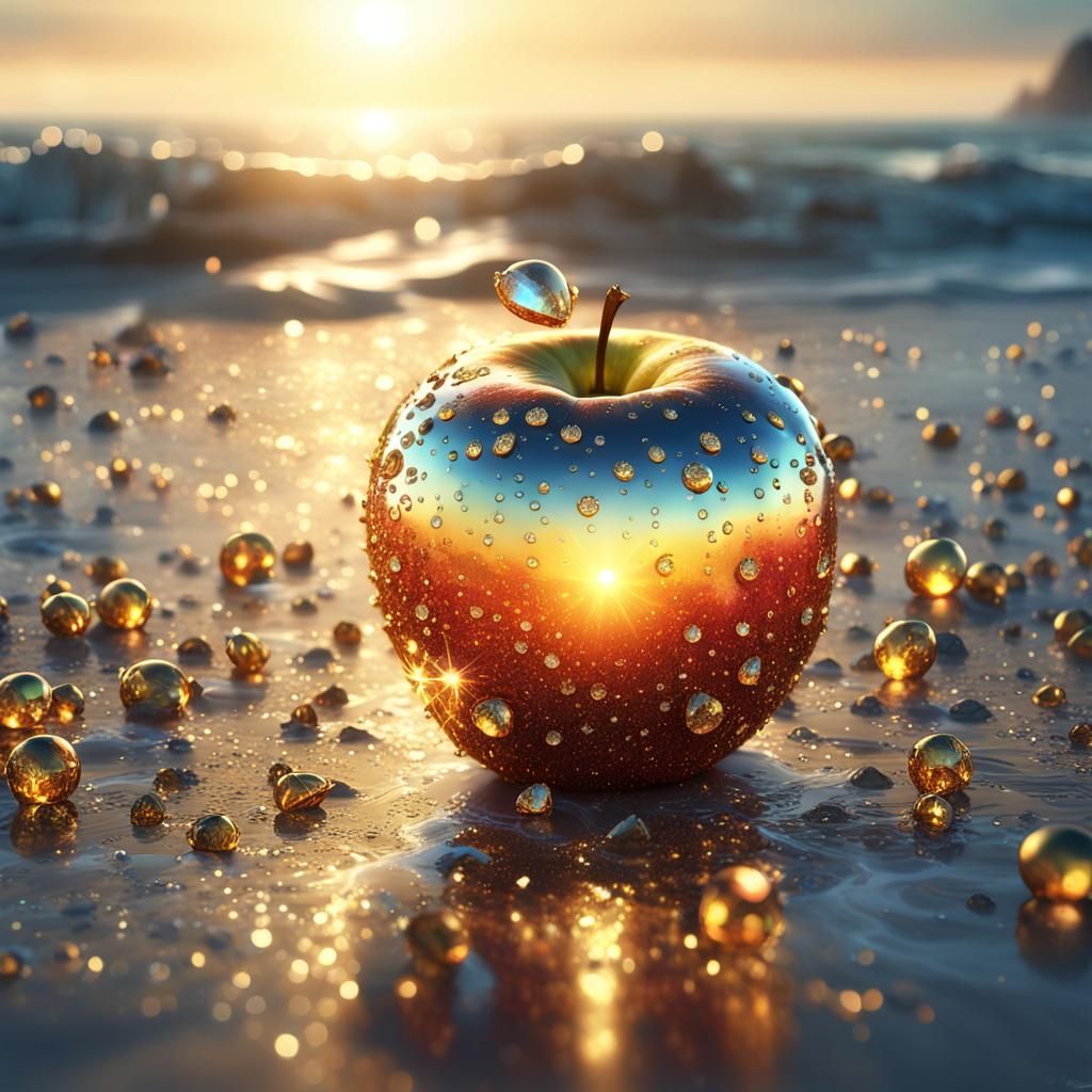 Golden Apple Sparkles on Sunrise Beach