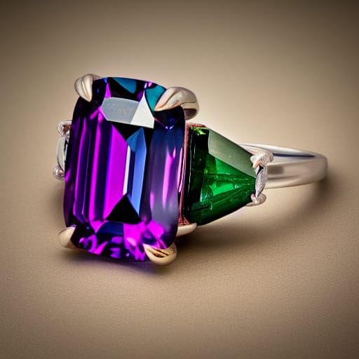 Purple and Green Gemstone Ring, Professional Photography