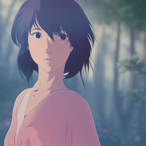 Anime-Style Portrait of Young Woman With Cancer