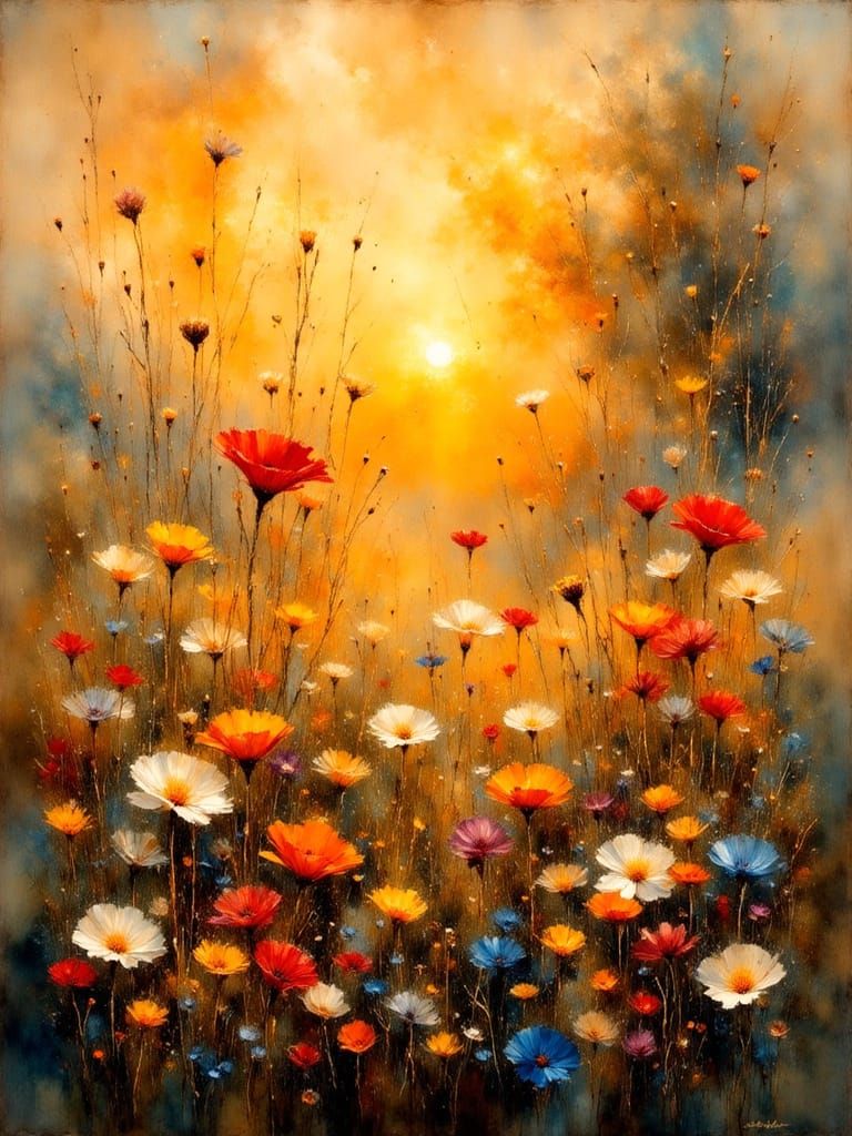 Sunset Floral Impressions