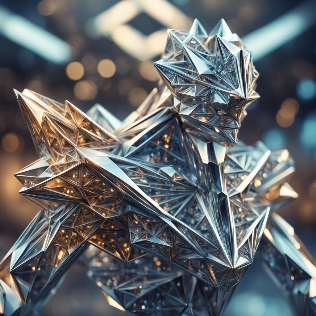 Crystalline Robot in Geometric Abstract Style