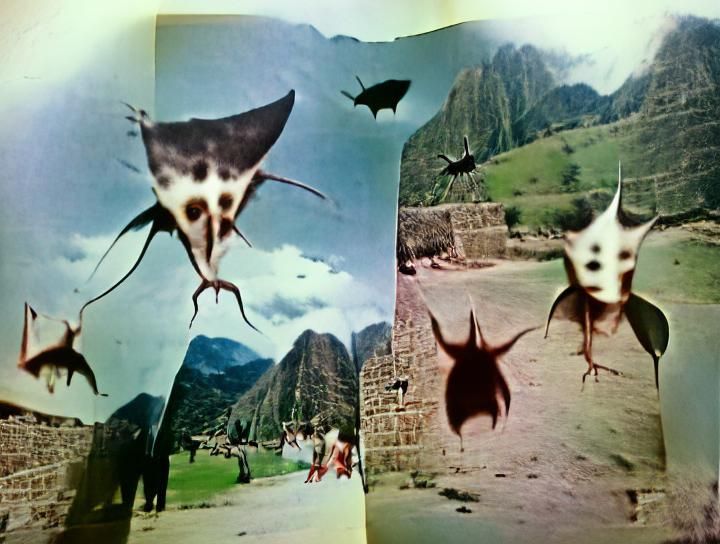 Surreal Manta Ray Scene in Erol Otus Style