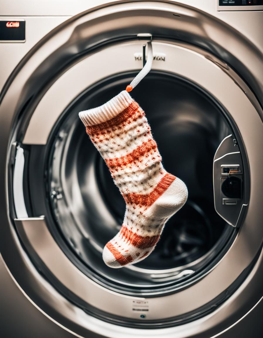 Luxurious Sock Emerges into Whirling Vortex within Washing M...