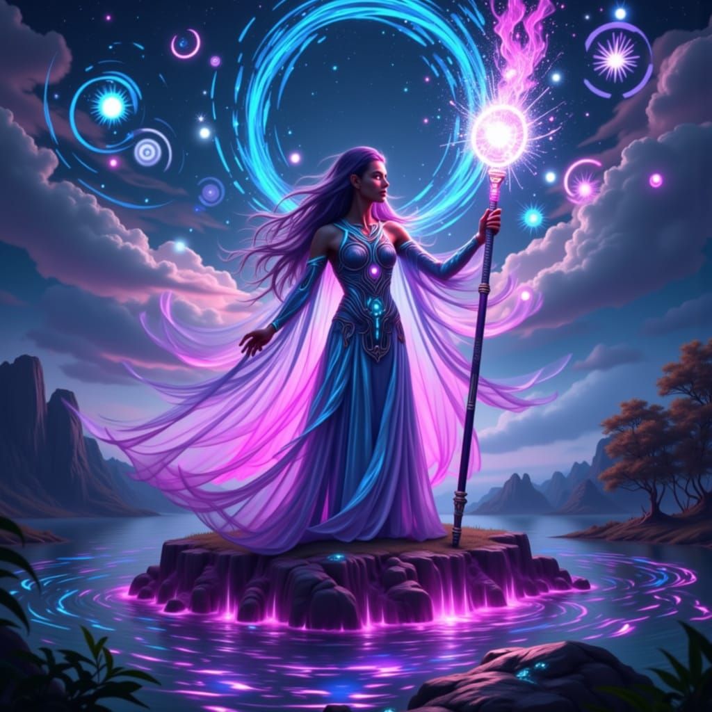 Regal Princess on Floating Island with Arcane Sky