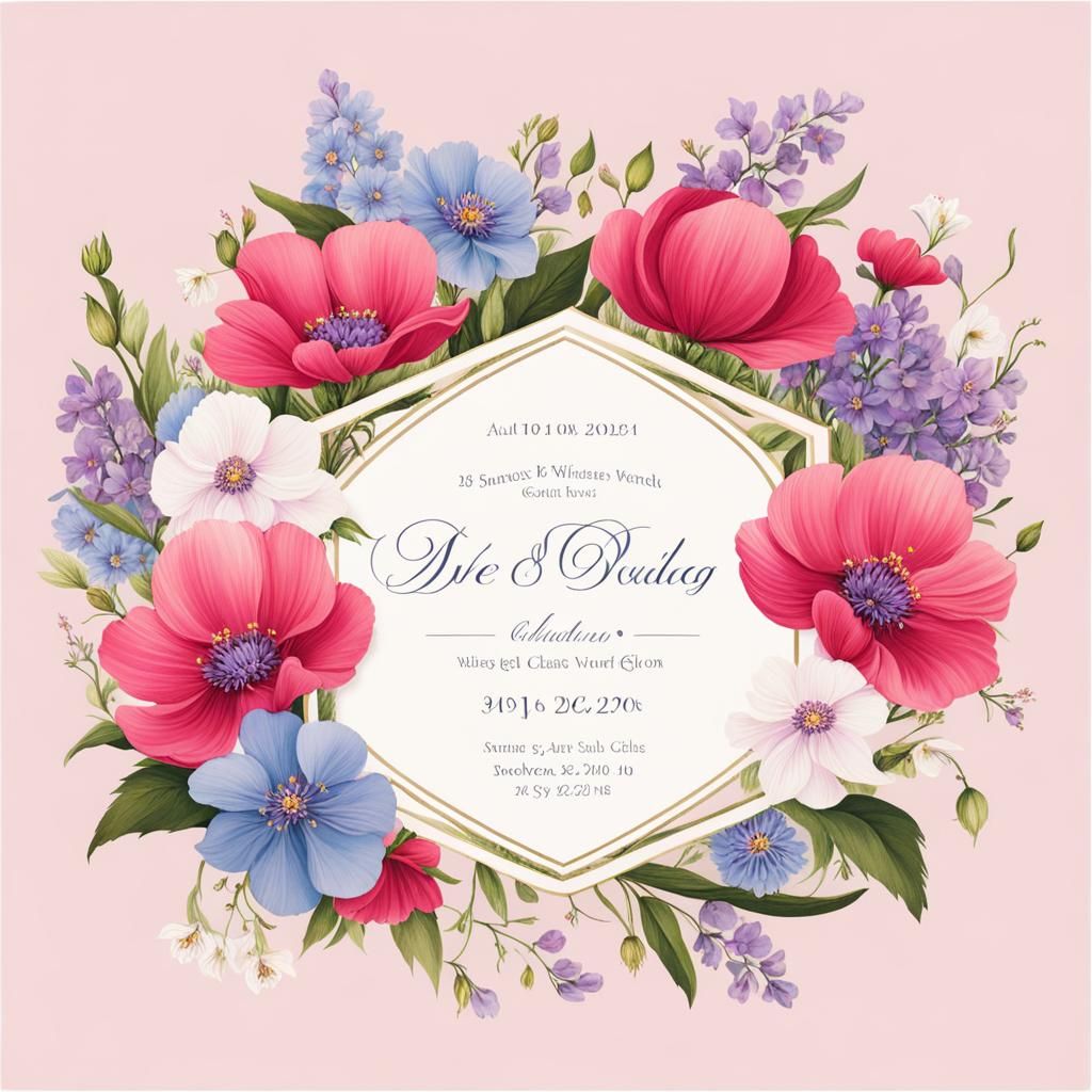 Classic Wedding Invitation with Spring Wildflower Frame