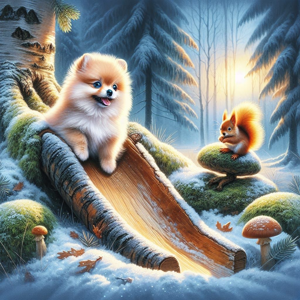 Vibrant Winter Wonderland in English Watercolor Style