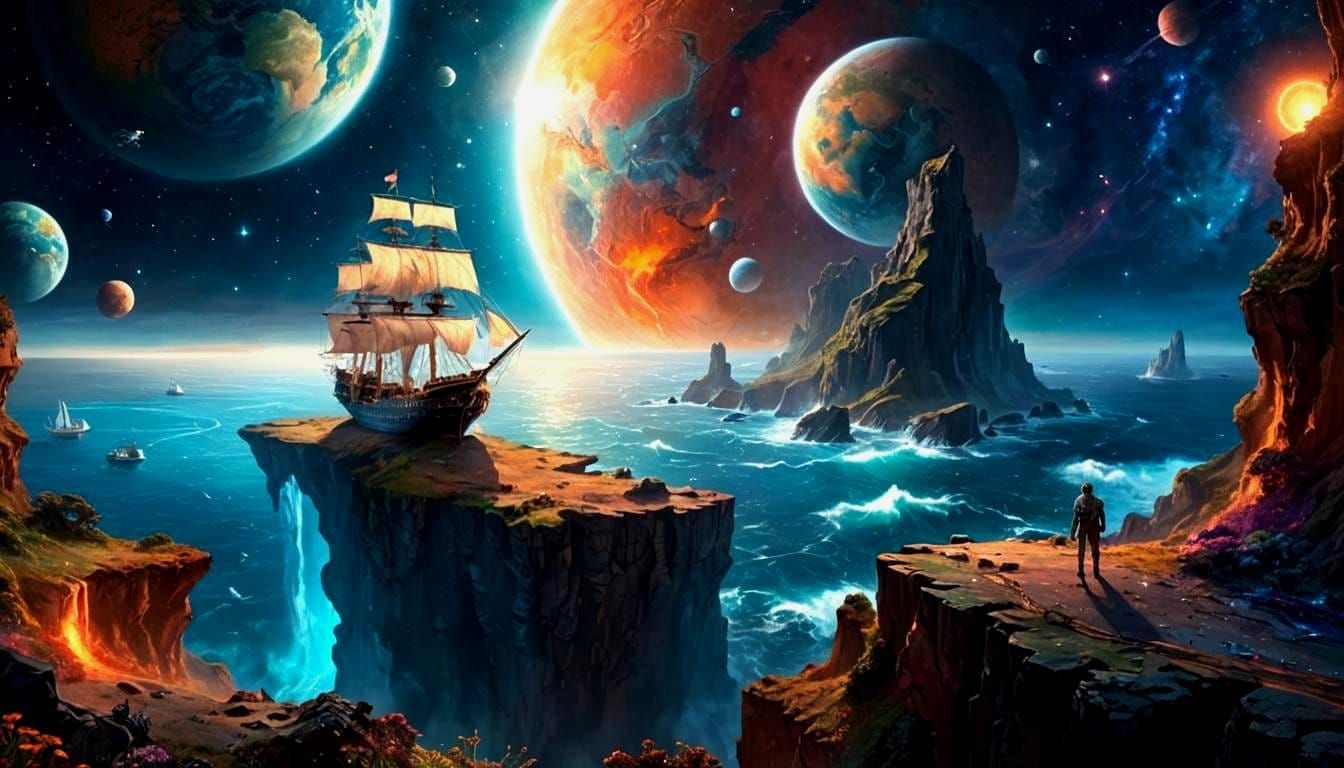 Fantastical Cliffside Ocean View in Detailed Matte Painting