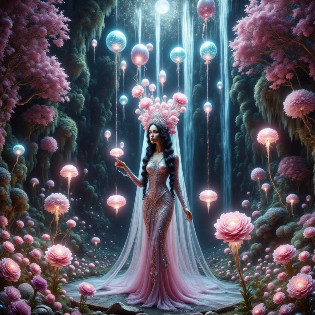 Bioluminescent Grotto with Spectral Tsarina, Pre-Raphaelite ...