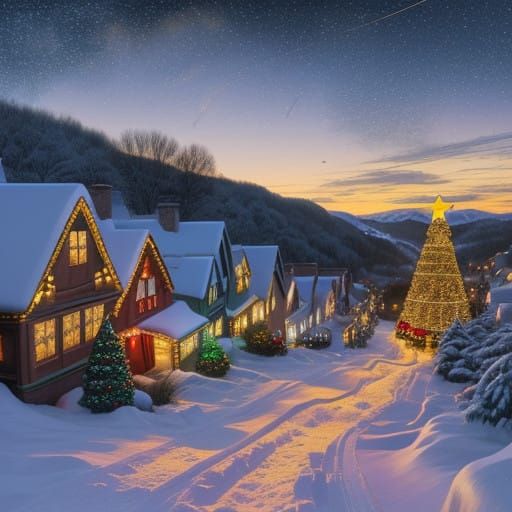 Enchanted Village at Christmas Sunrise
