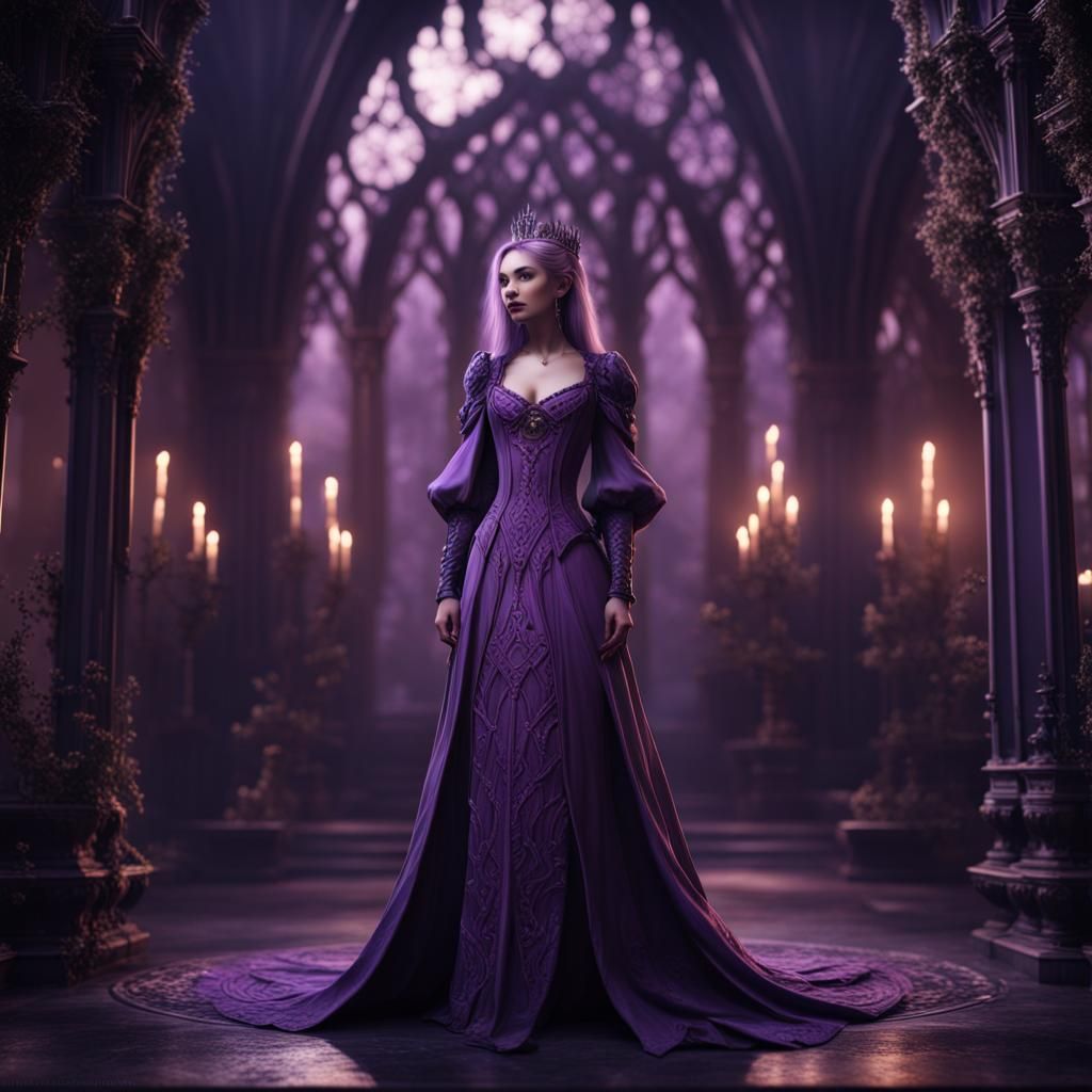 Gothic Purple Princess: Detailed Fantasy Art