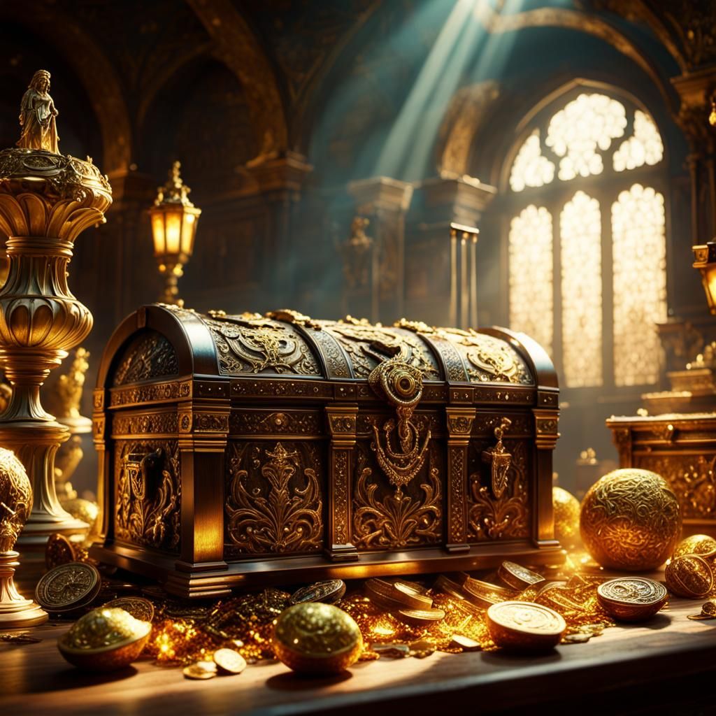 Fantasy Treasure Hoard in Mystical Chamber