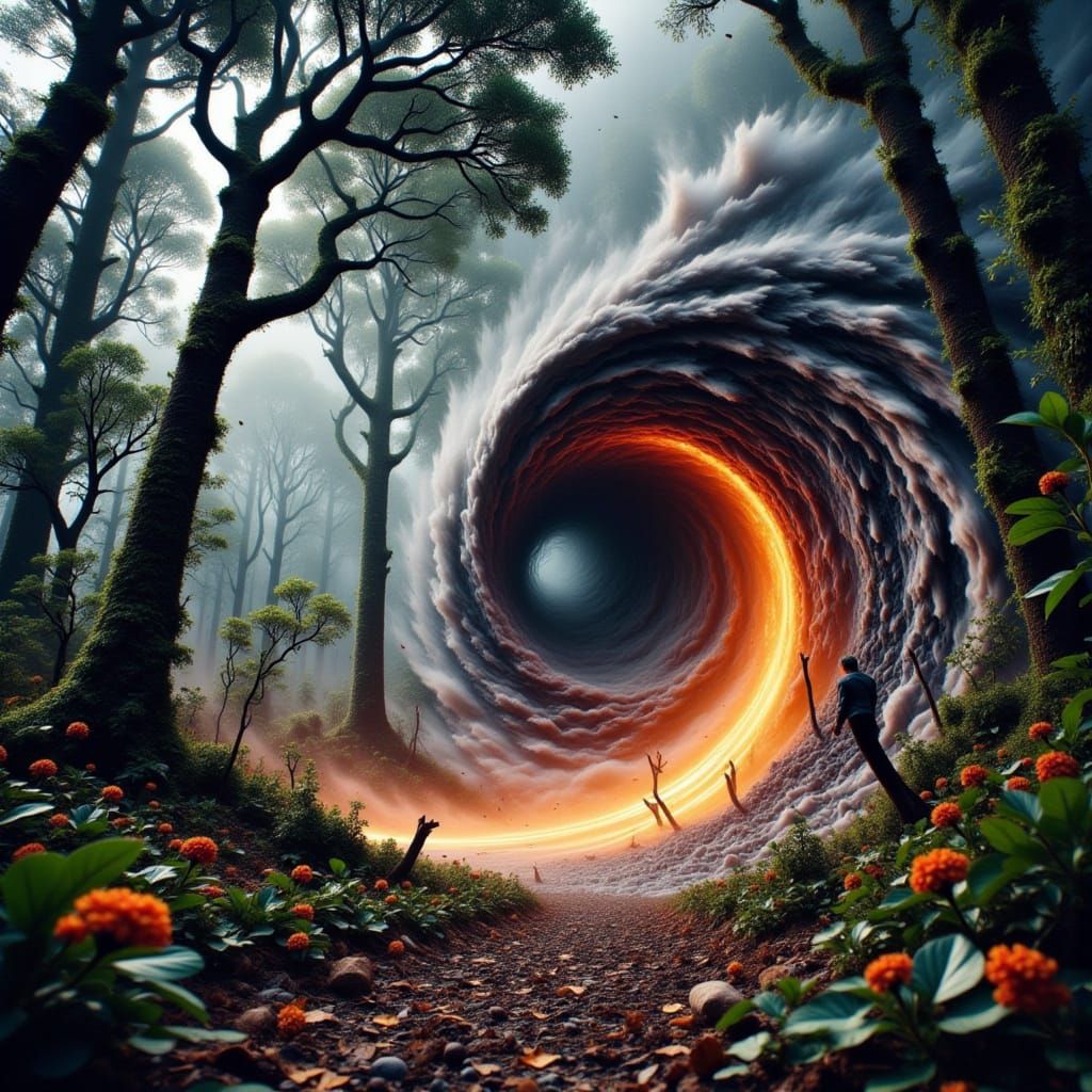 Swirling Vortex Unleashes Chaos in Hyperrealistic Forest Sce...