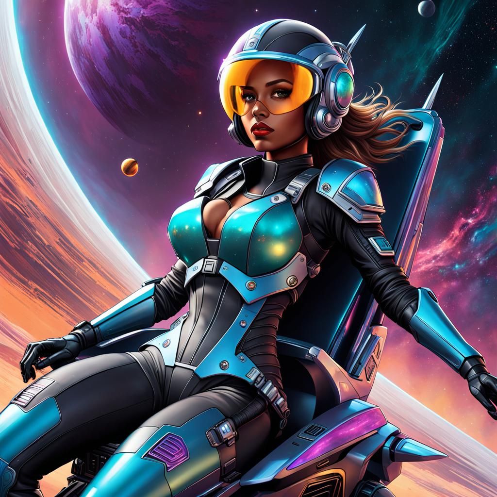 Woman Drives Speedercraft in Futuristic Exosuit