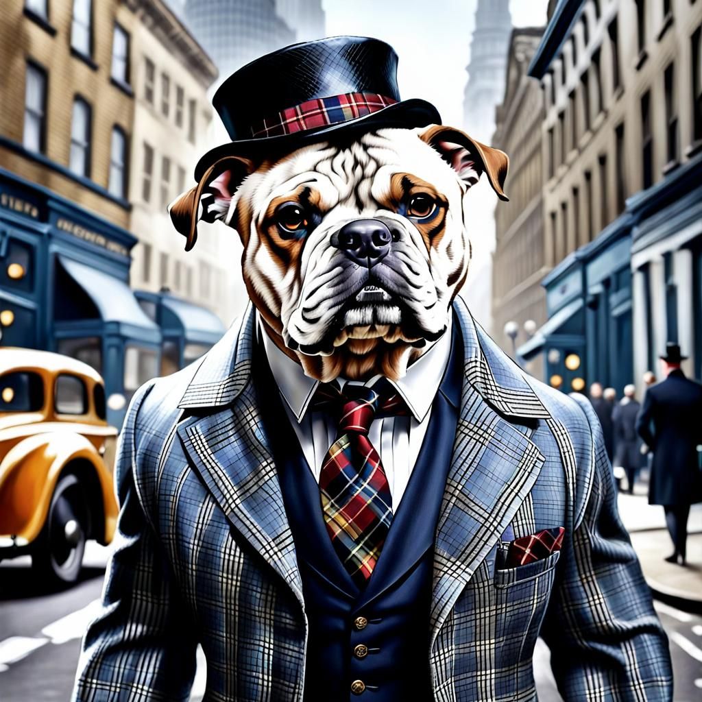 Anthropomorphic Bulldog Detective in Victorian London