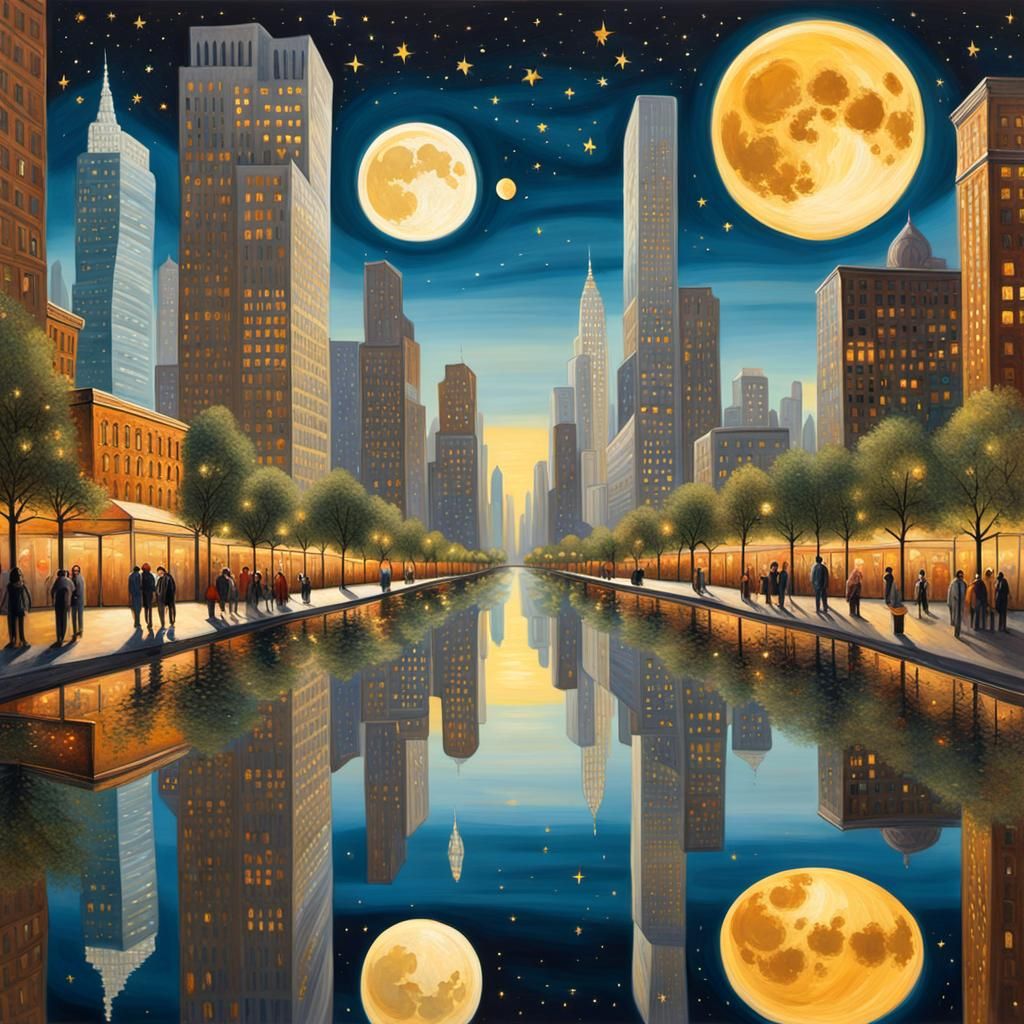 Mirrored City: A Surreal Reflection Painting