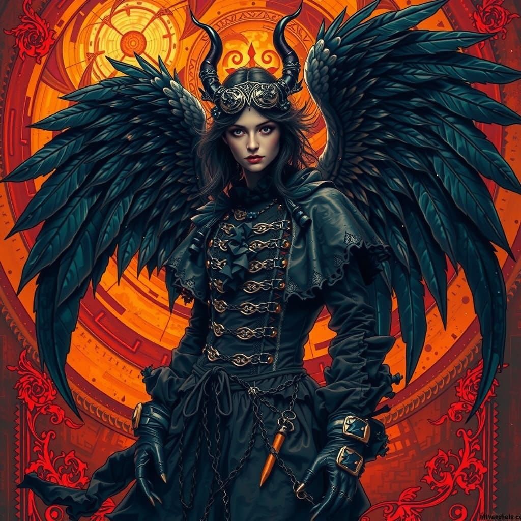 Dark Angel of Damnation in Vibrant, Iridescent Hues