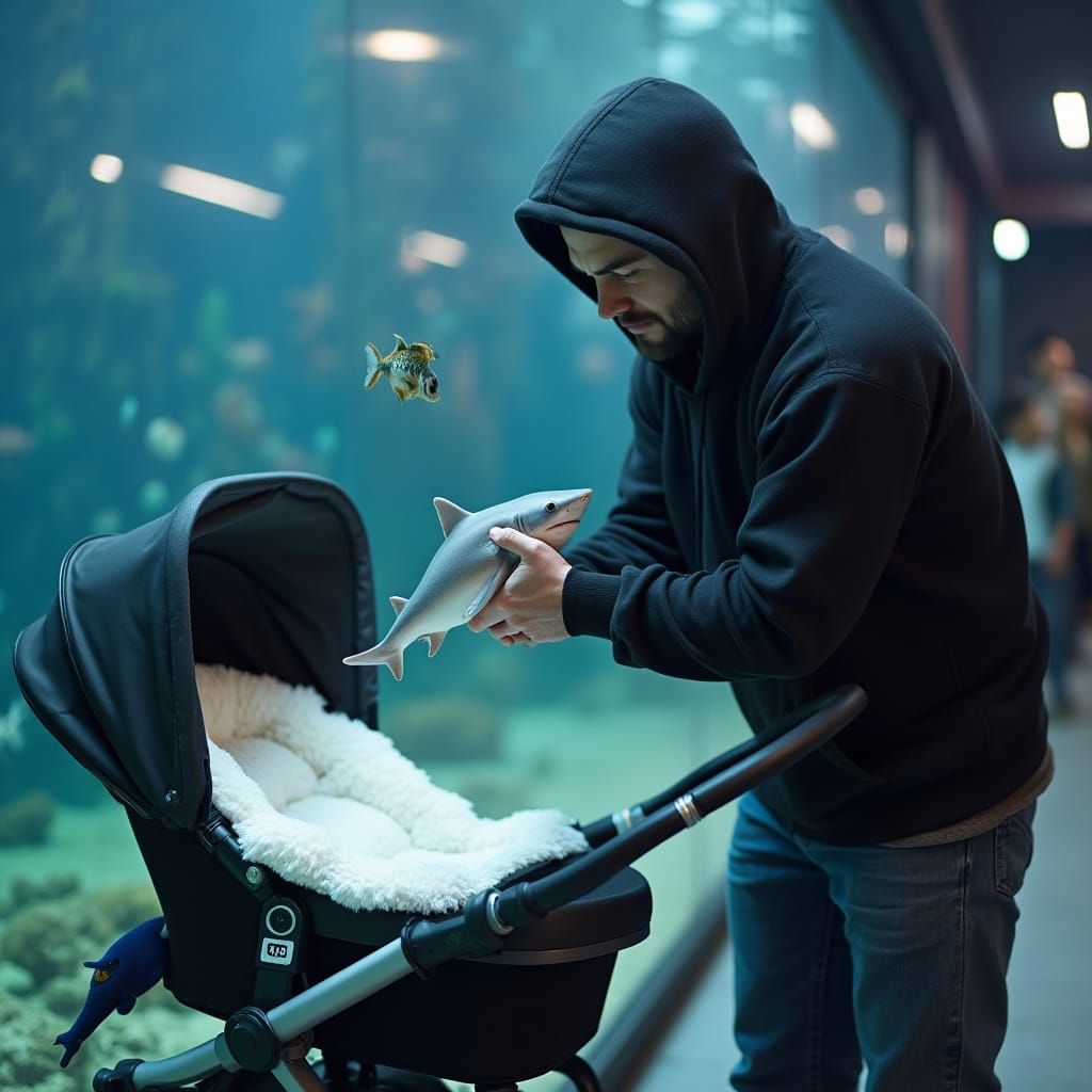 Man Steals Baby Shark from Aquarium in Surveillance Style