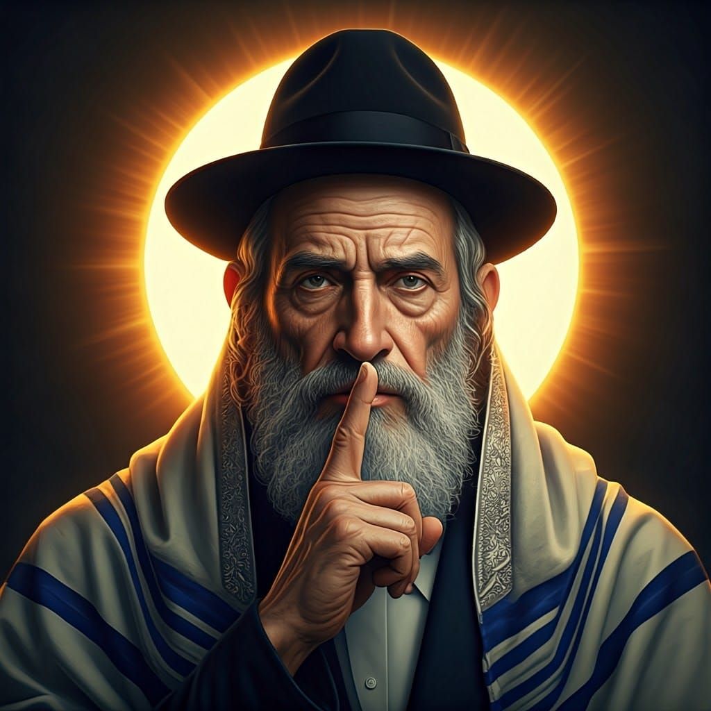 Orthodox Jew Silencing with Sunrise in Dramatic Realism