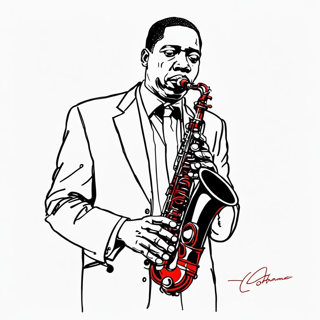 John Coltrane: Minimalist Soprano Sax Sketch