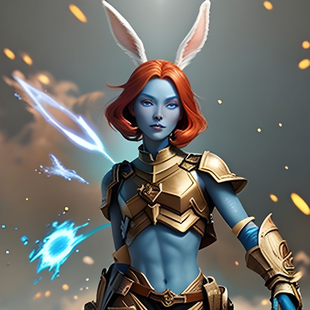 Redheaded Ummugrunt with Bunny Ears and Blue Skin
