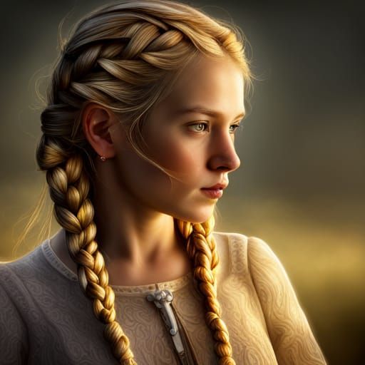 Detailed Farm Girl in Wagon with Fairy Lighting