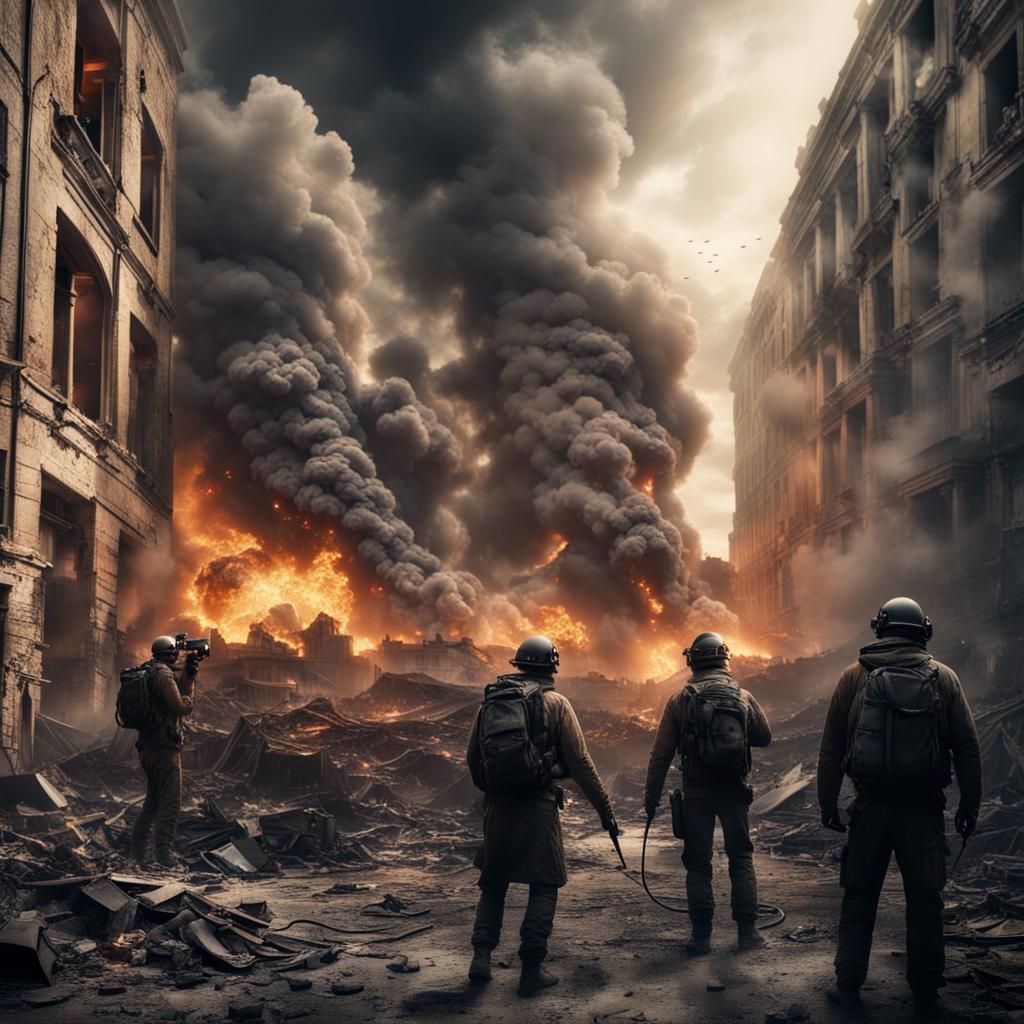 Camera Crew Captures War in Dramatic Digital Painting