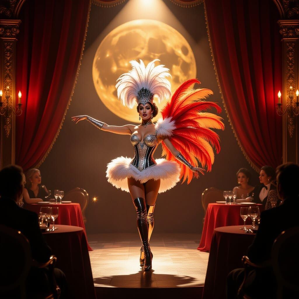 Decadent Cabaret Dancer on the Moon