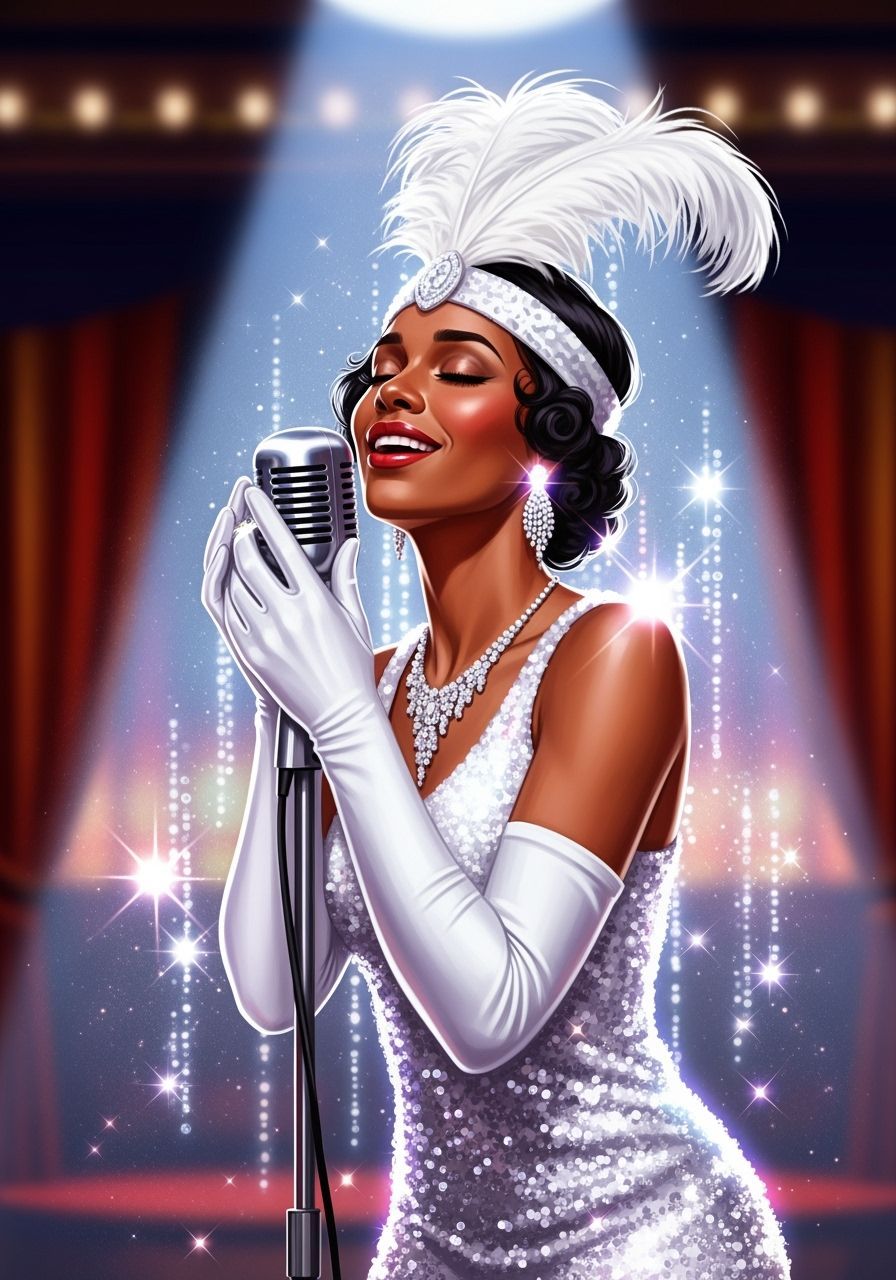 Glamorous Showgirl Singing in 1920s Nightclub