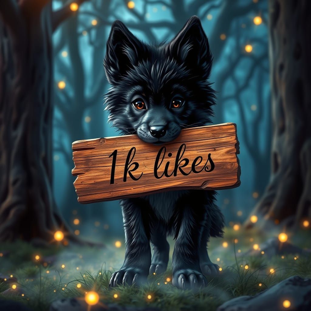 Mystical Wolf in Whimsical Woodland