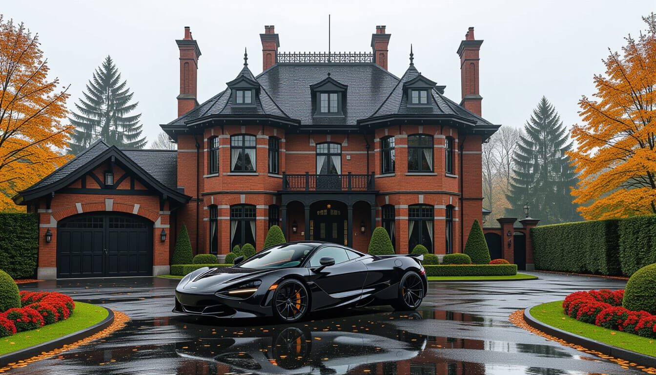 Victorian Chateau with McLaren in Misty Autumn