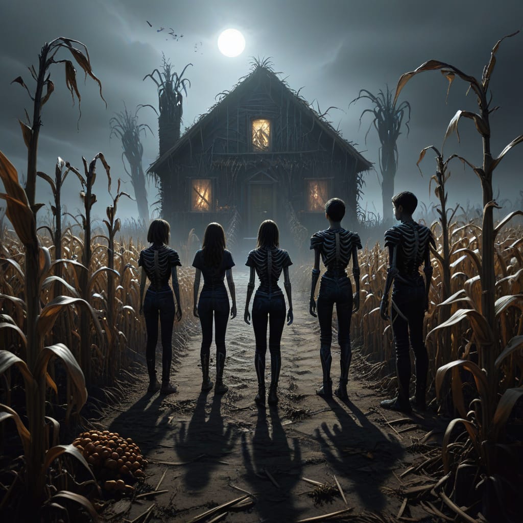 Eerie Corn Maze With Bones and Teenagers