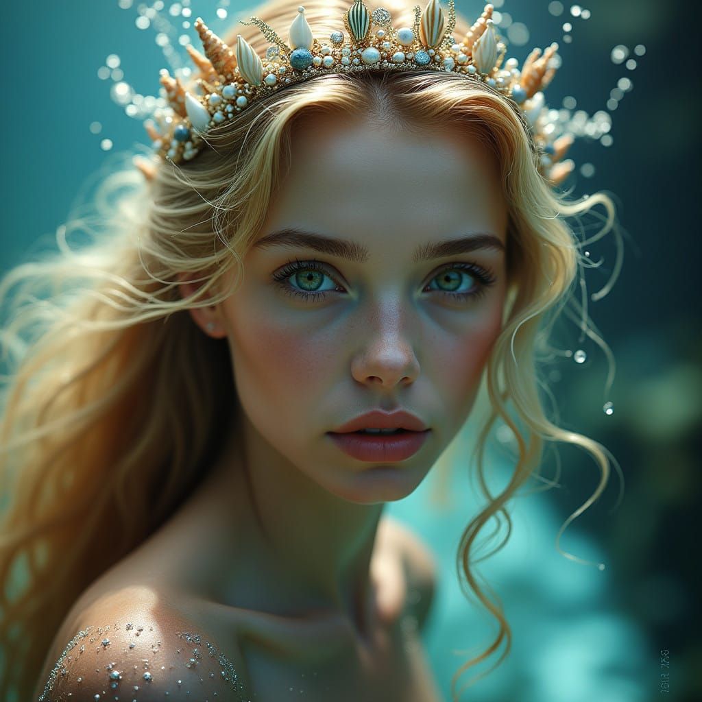 Majestic Mermaid in Ethereal Oceanic Glow