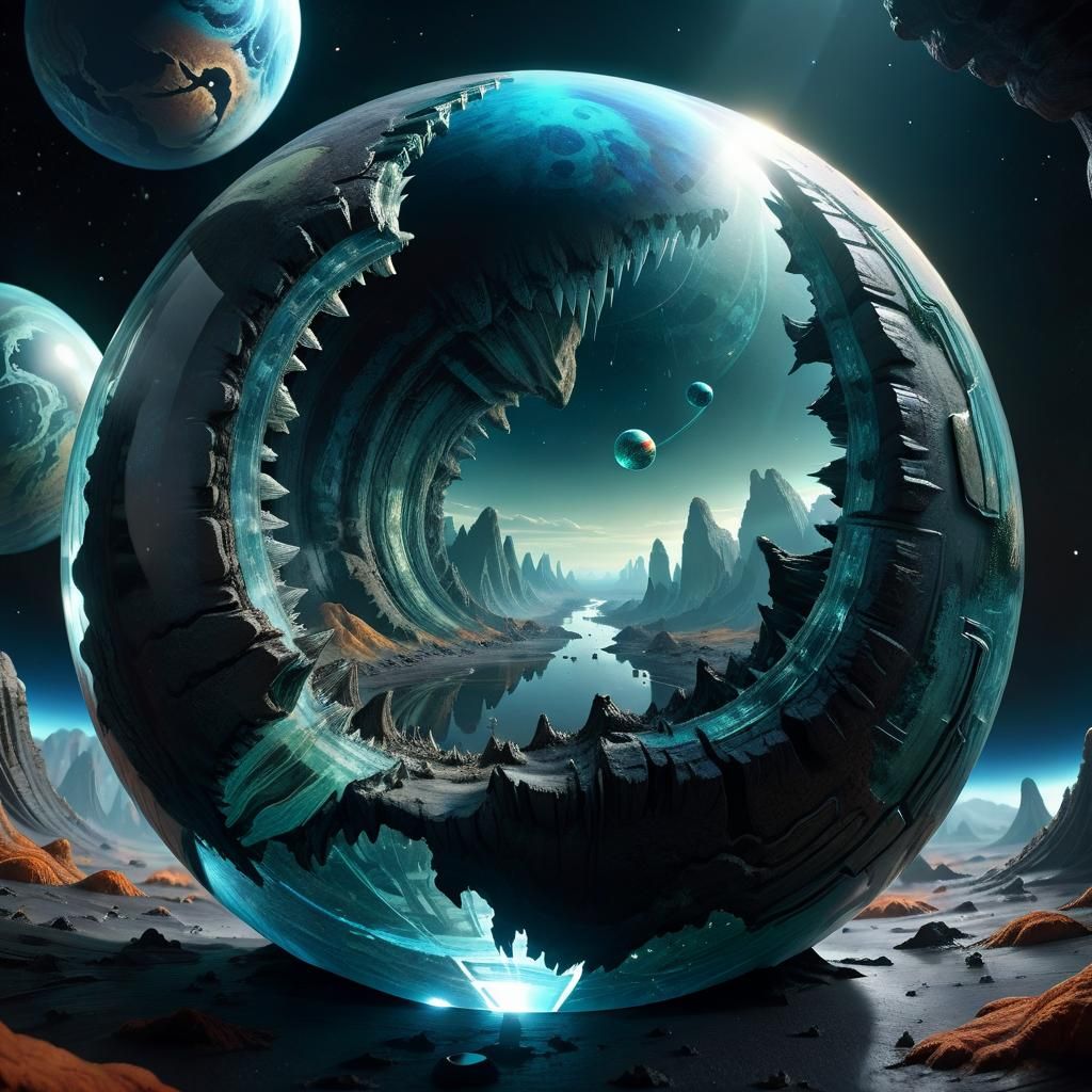 Hollow Glass Planet in Space: Jules Verne Concept