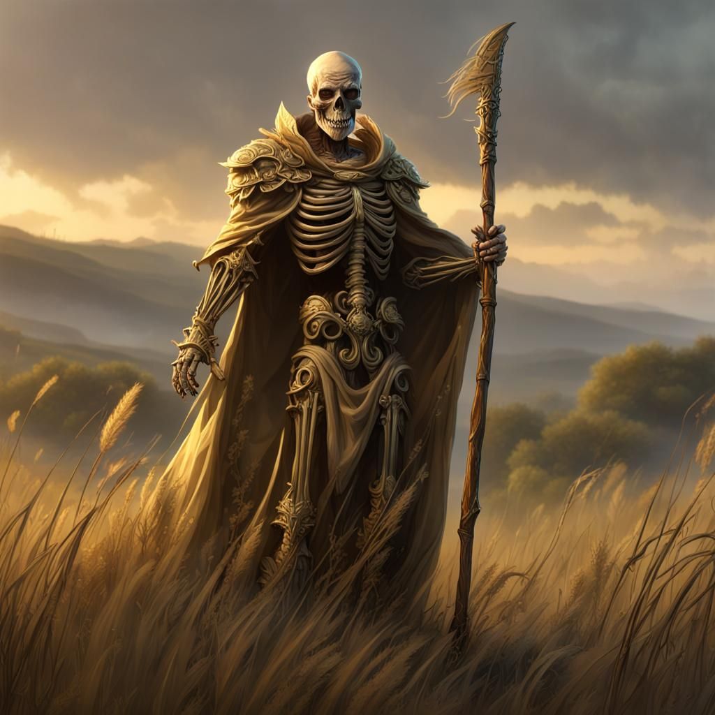 Undead Skeleton Warrior in Gold Robes