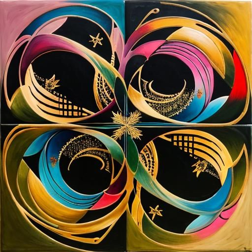 Abstract Fractal Kaleidoscope in Surrealist Style