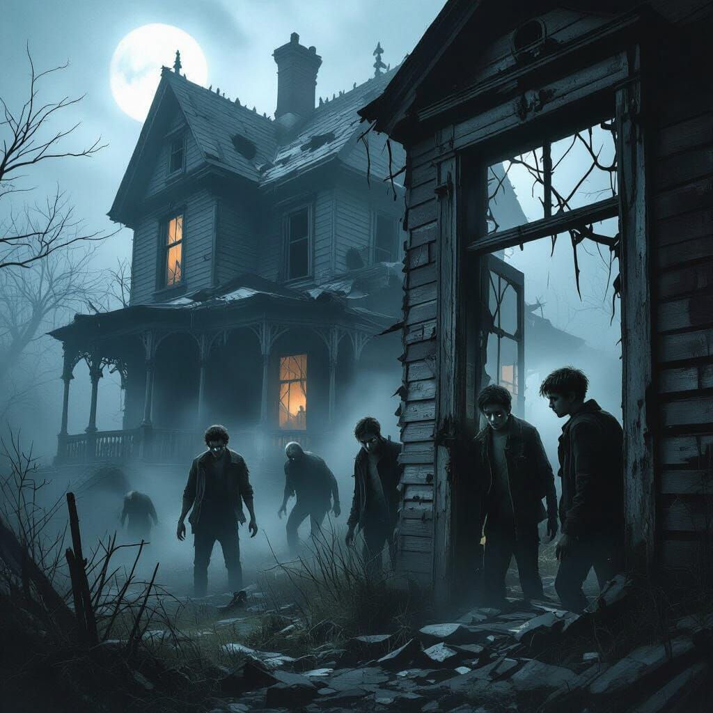 Teenagers Witness Zombies in a Dilapidated Haunted House